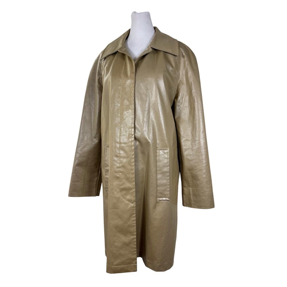 Vintage ‘90s Cynthia Rowley Tan Laminated Button Front Longline Jacket